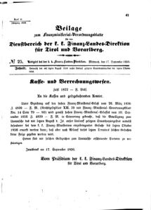 Verordnungsblatt für den Dienstbereich des K.K. Finanzministeriums für die im Reichsrate Vertretenen Königreiche und Länder 18560917 Seite: 1