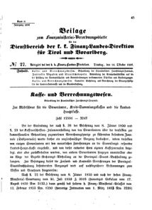 Verordnungsblatt für den Dienstbereich des K.K. Finanzministeriums für die im Reichsrate Vertretenen Königreiche und Länder 18561014 Seite: 1