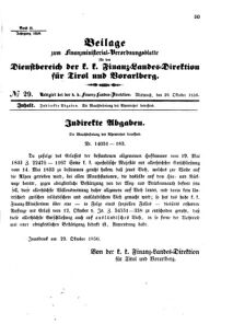 Verordnungsblatt für den Dienstbereich des K.K. Finanzministeriums für die im Reichsrate Vertretenen Königreiche und Länder 18561029 Seite: 1