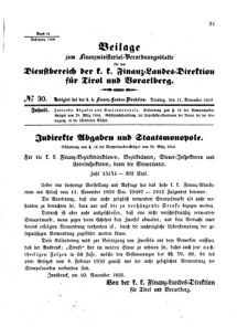 Verordnungsblatt für den Dienstbereich des K.K. Finanzministeriums für die im Reichsrate Vertretenen Königreiche und Länder 18561111 Seite: 1