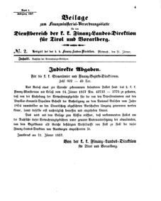 Verordnungsblatt für den Dienstbereich des K.K. Finanzministeriums für die im Reichsrate Vertretenen Königreiche und Länder 18570121 Seite: 1