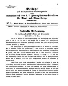 Verordnungsblatt für den Dienstbereich des K.K. Finanzministeriums für die im Reichsrate Vertretenen Königreiche und Länder 18570208 Seite: 1