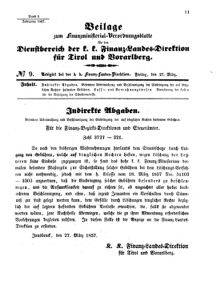 Verordnungsblatt für den Dienstbereich des K.K. Finanzministeriums für die im Reichsrate Vertretenen Königreiche und Länder 18570327 Seite: 1