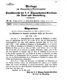 Verordnungsblatt für den Dienstbereich des K.K. Finanzministeriums für die im Reichsrate Vertretenen Königreiche und Länder 18570512 Seite: 1