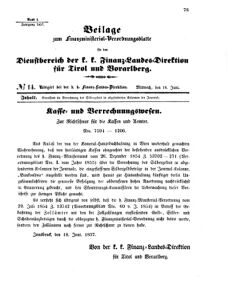 Verordnungsblatt für den Dienstbereich des K.K. Finanzministeriums für die im Reichsrate Vertretenen Königreiche und Länder 18570618 Seite: 1