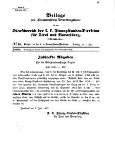 Verordnungsblatt für den Dienstbereich des K.K. Finanzministeriums für die im Reichsrate Vertretenen Königreiche und Länder 18570707 Seite: 1