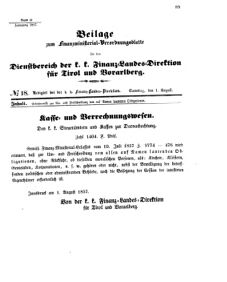 Verordnungsblatt für den Dienstbereich des K.K. Finanzministeriums für die im Reichsrate Vertretenen Königreiche und Länder 18570801 Seite: 1