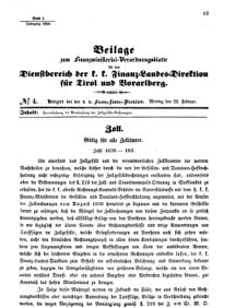 Verordnungsblatt für den Dienstbereich des K.K. Finanzministeriums für die im Reichsrate Vertretenen Königreiche und Länder 18580222 Seite: 1