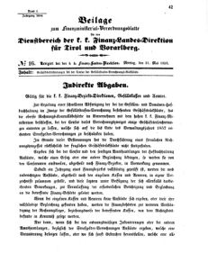 Verordnungsblatt für den Dienstbereich des K.K. Finanzministeriums für die im Reichsrate Vertretenen Königreiche und Länder 18580531 Seite: 1