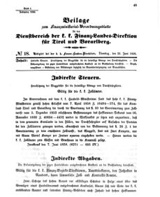 Verordnungsblatt für den Dienstbereich des K.K. Finanzministeriums für die im Reichsrate Vertretenen Königreiche und Länder 18580622 Seite: 1