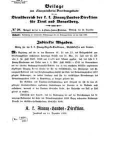 Verordnungsblatt für den Dienstbereich des K.K. Finanzministeriums für die im Reichsrate Vertretenen Königreiche und Länder 18581222 Seite: 1