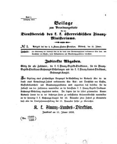 Verordnungsblatt für den Dienstbereich des K.K. Finanzministeriums für die im Reichsrate Vertretenen Königreiche und Länder 18590121 Seite: 1