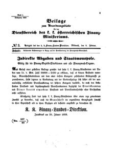 Verordnungsblatt für den Dienstbereich des K.K. Finanzministeriums für die im Reichsrate Vertretenen Königreiche und Länder 18590209 Seite: 1