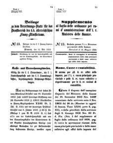 Verordnungsblatt für den Dienstbereich des K.K. Finanzministeriums für die im Reichsrate Vertretenen Königreiche und Länder 18590511 Seite: 1