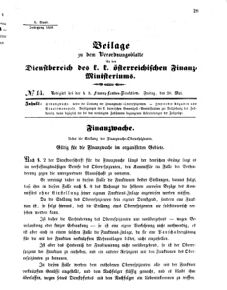 Verordnungsblatt für den Dienstbereich des K.K. Finanzministeriums für die im Reichsrate Vertretenen Königreiche und Länder 18590520 Seite: 1