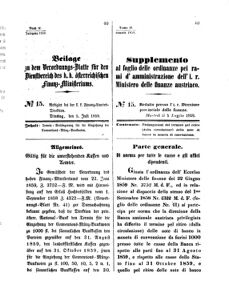 Verordnungsblatt für den Dienstbereich des K.K. Finanzministeriums für die im Reichsrate Vertretenen Königreiche und Länder 18590605 Seite: 1