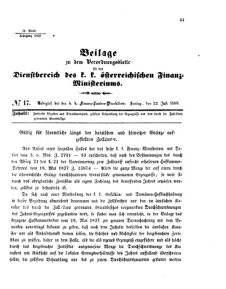 Verordnungsblatt für den Dienstbereich des K.K. Finanzministeriums für die im Reichsrate Vertretenen Königreiche und Länder 18590722 Seite: 1