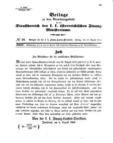 Verordnungsblatt für den Dienstbereich des K.K. Finanzministeriums für die im Reichsrate Vertretenen Königreiche und Länder 18590812 Seite: 1