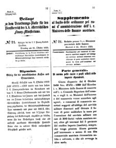 Verordnungsblatt für den Dienstbereich des K.K. Finanzministeriums für die im Reichsrate Vertretenen Königreiche und Länder 18590825 Seite: 1