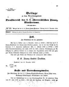 Verordnungsblatt für den Dienstbereich des K.K. Finanzministeriums für die im Reichsrate Vertretenen Königreiche und Länder 18591221 Seite: 1