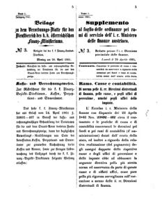 Verordnungsblatt für den Dienstbereich des K.K. Finanzministeriums für die im Reichsrate Vertretenen Königreiche und Länder 18610429 Seite: 1