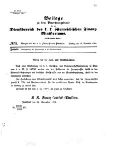 Verordnungsblatt für den Dienstbereich des K.K. Finanzministeriums für die im Reichsrate Vertretenen Königreiche und Länder