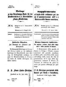 Verordnungsblatt für den Dienstbereich des K.K. Finanzministeriums für die im Reichsrate Vertretenen Königreiche und Länder 18620813 Seite: 1