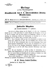 Verordnungsblatt für den Dienstbereich des K.K. Finanzministeriums für die im Reichsrate Vertretenen Königreiche und Länder 18620821 Seite: 1