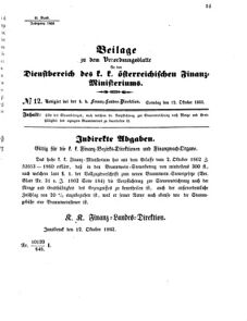 Verordnungsblatt für den Dienstbereich des K.K. Finanzministeriums für die im Reichsrate Vertretenen Königreiche und Länder 18621012 Seite: 1