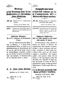 Verordnungsblatt für den Dienstbereich des K.K. Finanzministeriums für die im Reichsrate Vertretenen Königreiche und Länder 18621025 Seite: 1