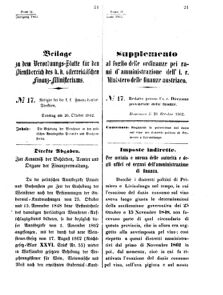 Verordnungsblatt für den Dienstbereich des K.K. Finanzministeriums für die im Reichsrate Vertretenen Königreiche und Länder 18621026 Seite: 1