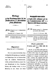 Verordnungsblatt für den Dienstbereich des K.K. Finanzministeriums für die im Reichsrate Vertretenen Königreiche und Länder 18621211 Seite: 1