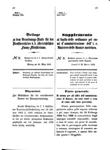 Verordnungsblatt für den Dienstbereich des K.K. Finanzministeriums für die im Reichsrate Vertretenen Königreiche und Länder 18630323 Seite: 1