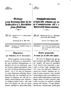 Verordnungsblatt für den Dienstbereich des K.K. Finanzministeriums für die im Reichsrate Vertretenen Königreiche und Länder 18630521 Seite: 1