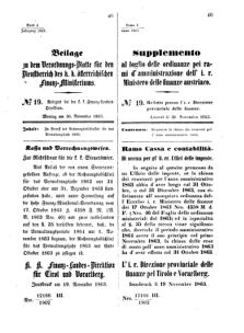 Verordnungsblatt für den Dienstbereich des K.K. Finanzministeriums für die im Reichsrate Vertretenen Königreiche und Länder 18631130 Seite: 1