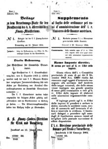 Verordnungsblatt für den Dienstbereich des K.K. Finanzministeriums für die im Reichsrate Vertretenen Königreiche und Länder 18640121 Seite: 1