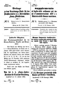 Verordnungsblatt für den Dienstbereich des K.K. Finanzministeriums für die im Reichsrate Vertretenen Königreiche und Länder 18640122 Seite: 1