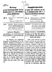 Verordnungsblatt für den Dienstbereich des K.K. Finanzministeriums für die im Reichsrate Vertretenen Königreiche und Länder 18640219 Seite: 1