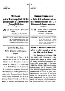 Verordnungsblatt für den Dienstbereich des K.K. Finanzministeriums für die im Reichsrate Vertretenen Königreiche und Länder 18640707 Seite: 1