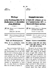 Verordnungsblatt für den Dienstbereich des K.K. Finanzministeriums für die im Reichsrate Vertretenen Königreiche und Länder 18640708 Seite: 1