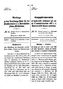 Verordnungsblatt für den Dienstbereich des K.K. Finanzministeriums für die im Reichsrate Vertretenen Königreiche und Länder 18640808 Seite: 1