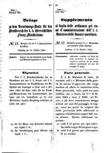 Verordnungsblatt für den Dienstbereich des K.K. Finanzministeriums für die im Reichsrate Vertretenen Königreiche und Länder 18641015 Seite: 1