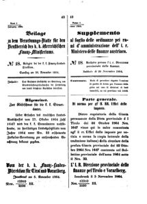 Verordnungsblatt für den Dienstbereich des K.K. Finanzministeriums für die im Reichsrate Vertretenen Königreiche und Länder 18641126 Seite: 1