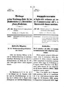 Verordnungsblatt für den Dienstbereich des K.K. Finanzministeriums für die im Reichsrate Vertretenen Königreiche und Länder 18641201 Seite: 1