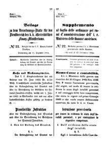 Verordnungsblatt für den Dienstbereich des K.K. Finanzministeriums für die im Reichsrate Vertretenen Königreiche und Länder 18641215 Seite: 1