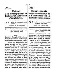 Verordnungsblatt für den Dienstbereich des K.K. Finanzministeriums für die im Reichsrate Vertretenen Königreiche und Länder 18650214 Seite: 1