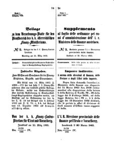 Verordnungsblatt für den Dienstbereich des K.K. Finanzministeriums für die im Reichsrate Vertretenen Königreiche und Länder 18650325 Seite: 1