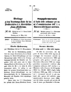 Verordnungsblatt für den Dienstbereich des K.K. Finanzministeriums für die im Reichsrate Vertretenen Königreiche und Länder 18650328 Seite: 1