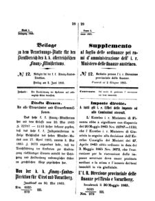 Verordnungsblatt für den Dienstbereich des K.K. Finanzministeriums für die im Reichsrate Vertretenen Königreiche und Länder 18650602 Seite: 1