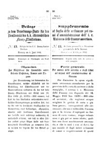 Verordnungsblatt für den Dienstbereich des K.K. Finanzministeriums für die im Reichsrate Vertretenen Königreiche und Länder 18650604 Seite: 1